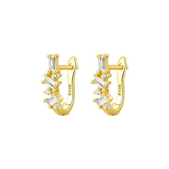 Wholesale S925 Sterling Silver Geometric Ear Ring Ear Buckle Fashion Simple Niche High End Diamond Earrings For Women