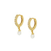 Wholesale S925 Sterling Silver Geometric Ear Ring With Pearl Eardrop And Zirconia Treatment
