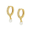Wholesale S925 Sterling Silver Geometric Ear Ring With Pearl Eardrop And Zirconia Treatment