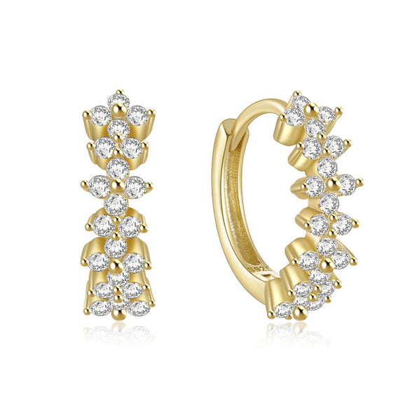 Wholesale S925 Sterling Silver Geometric Ear Ring With Rai Diamond And Micropaved Treatment For Women