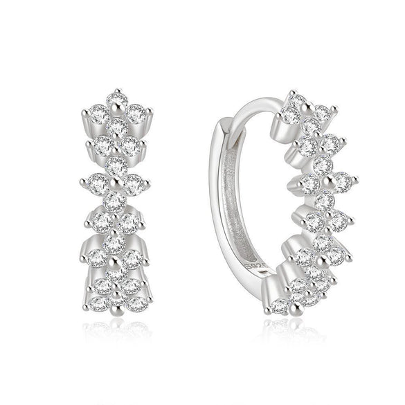 Wholesale S925 Sterling Silver Geometric Ear Ring With Rai Diamond And Micropaved Treatment For Women