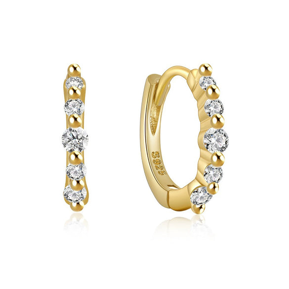 Wholesale S925 Sterling Silver Geometric Ear Ring With Rai Diamond And Micropaved Treatment For Women