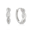 Wholesale S925 Sterling Silver Geometric Ear Ring With Rai Diamond And Micropaved Treatment For Women