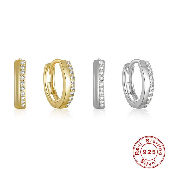 Wholesale S925 Sterling Silver Geometric Ear Ring With Rai Diamond And Micropaved Treatment For Women