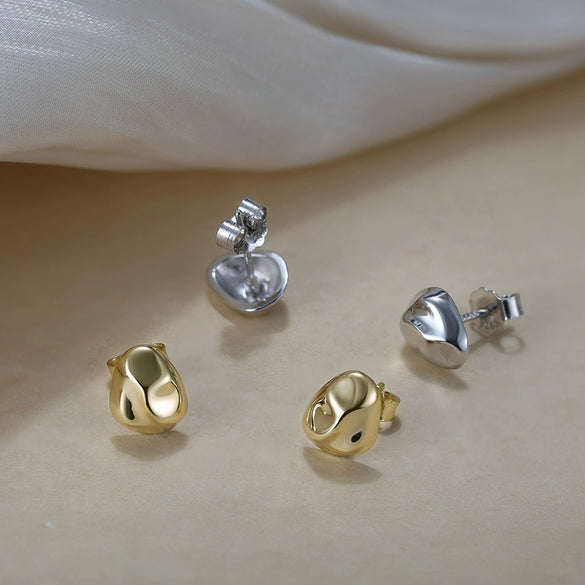 Wholesale S925 Sterling Silver Geometric Ear Studs For Women With Electroplating Design