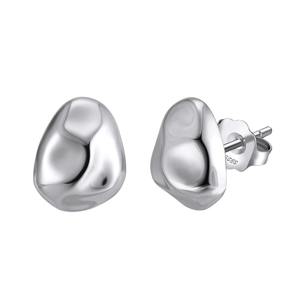 Wholesale S925 Sterling Silver Geometric Ear Studs For Women With Electroplating Design
