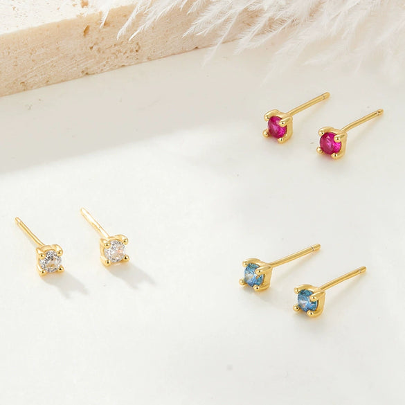 Wholesale S925 Sterling Silver Geometric Earhole Bone Nail Earrings With December Birthstone Electroplated For Men And Women