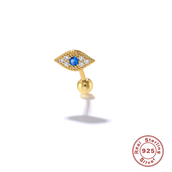 Wholesale S925 Sterling Silver Geometric Earring With Hook Rear Hanging Perforated Ear Bone Nail Eyebrow Nail And Auricle Ear Nail Electroplated For Women Street Style