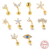 Wholesale S925 Sterling Silver Geometric Earring With Hook Rear Hanging Perforated Ear Bone Nail Eyebrow Nail And Auricle Ear Nail Electroplated For Women Street Style