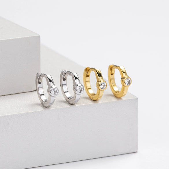 Wholesale S925 Sterling Silver Geometric Earrings Electroplated Simple Style Women's Jewelry