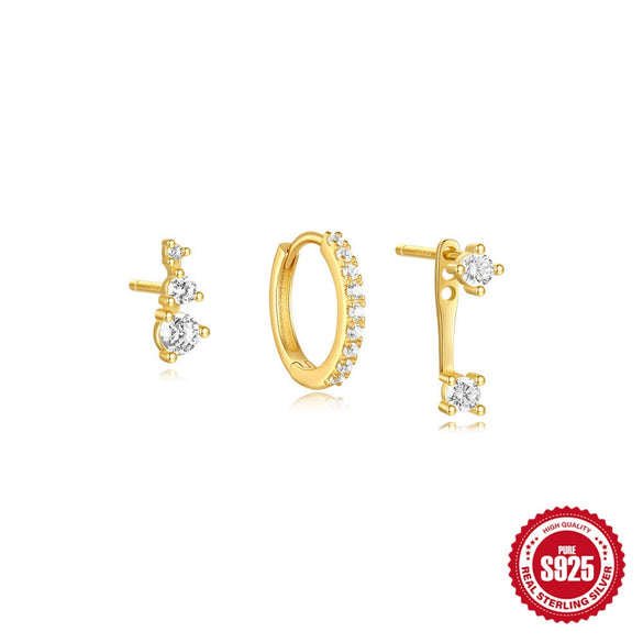 Wholesale S925 Sterling Silver Geometric Earrings With Diamond Studded And Electroplating For Women
