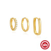 Wholesale S925 Sterling Silver Geometric Earrings With Diamond Studded And Electroplating For Women