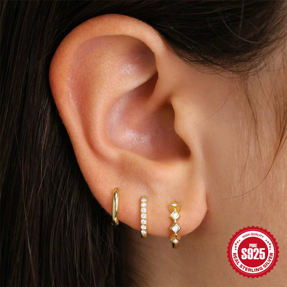 Wholesale S925 Sterling Silver Geometric Earrings With Diamond Studded And Electroplating For Women