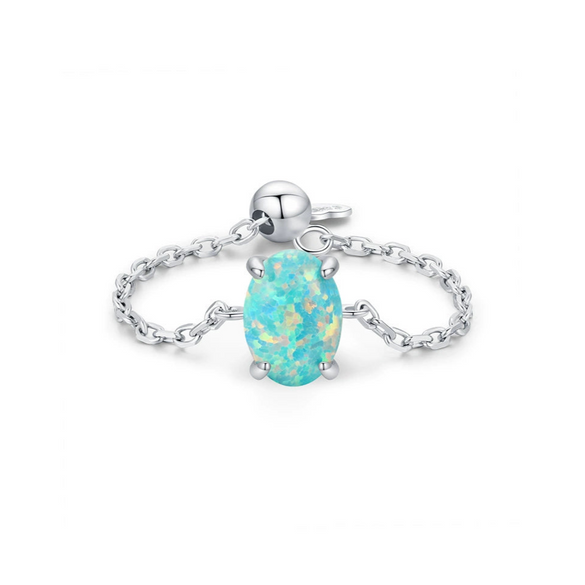 Wholesale S925 Sterling Silver Geometric Eggshaped Light Luxury Opal Ring For Women With Electroplating