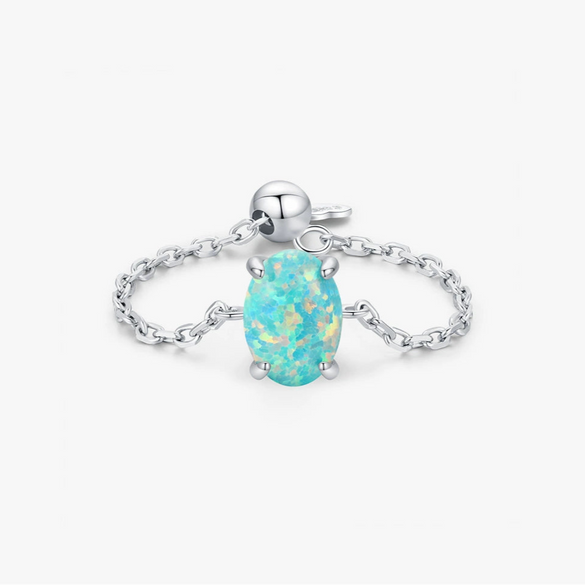 Wholesale S925 Sterling Silver Geometric Eggshaped Light Luxury Opal Ring For Women With Electroplating