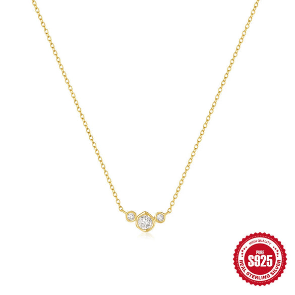 Wholesale S925 Sterling Silver Geometric Electroplated Elegant Collarbone Necklace For Women