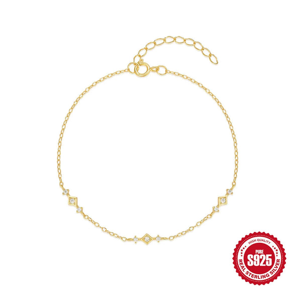 Wholesale S925 Sterling Silver Geometric Elegant All Match Women's Bracelet With Real Gold Plated Electroplating Treatment