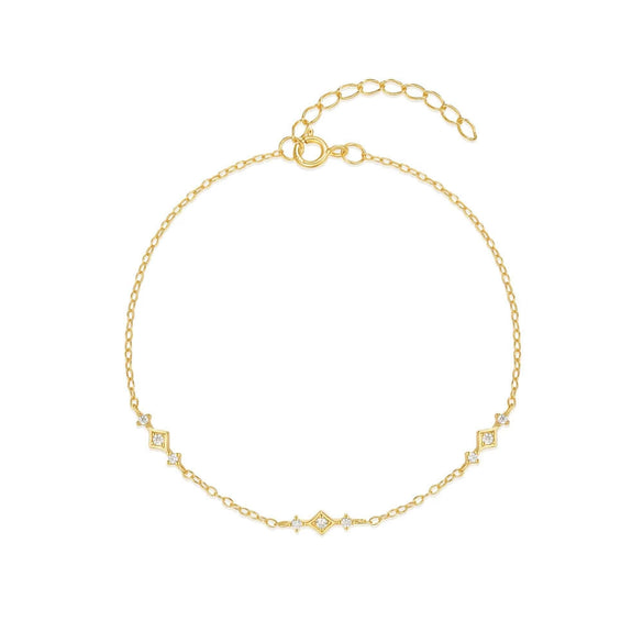 Wholesale S925 Sterling Silver Geometric Elegant All Match Women's Bracelet With Real Gold Plated Electroplating Treatment