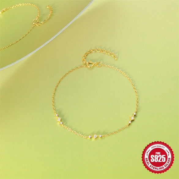 Wholesale S925 Sterling Silver Geometric Elegant All Match Women's Bracelet With Real Gold Plated Electroplating Treatment