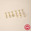 Wholesale S925 Sterling Silver Geometric Element Zircon Splicing Flower Shaped Cartilage Spiral And Earlobe Earrings With Electroplating