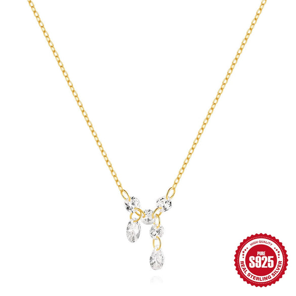 Wholesale S925 Sterling Silver Geometric Element Zircon Stitching Electroplated Fashion Clavicle Chain Necklace For Women
