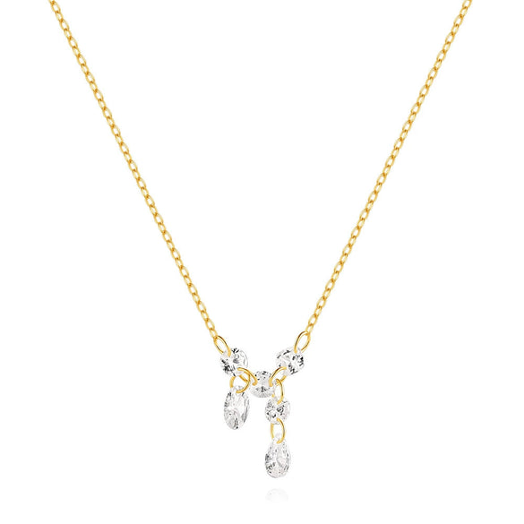 Wholesale S925 Sterling Silver Geometric Element Zircon Stitching Electroplated Fashion Clavicle Chain Necklace For Women