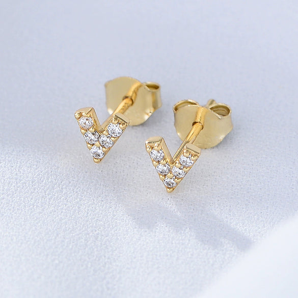 Wholesale S925 Sterling Silver Geometric English Letter Earrings For Women Set With Precious Stones