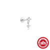 Wholesale S925 Sterling Silver Geometric Five Pointed Star Pearl Ear Bone Nail With Flower Pattern Electroplated For Women