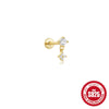 Wholesale S925 Sterling Silver Geometric Five Pointed Star Pearl Ear Bone Nail With Flower Pattern Electroplated For Women