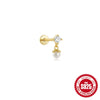 Wholesale S925 Sterling Silver Geometric Five Pointed Star Pearl Ear Bone Nail With Flower Pattern Electroplated For Women