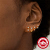 Wholesale S925 Sterling Silver Geometric Five Pointed Star Pearl Ear Bone Nail With Flower Pattern Electroplated For Women