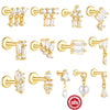 Wholesale S925 Sterling Silver Geometric Flat Bottom Spiral Puncture Ear Nail With Exquisite Zircon Diamond And Environmentally Friendly Electroplating Ear Jewelry For Unisex
