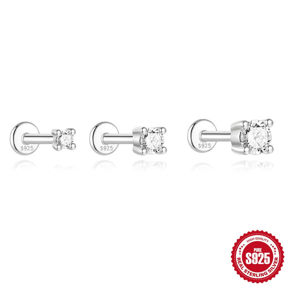 Wholesale S925 Sterling Silver Geometric Flat Head Thread Puncture Cartilage Ear Nail With Environmentally Friendly Electroplating