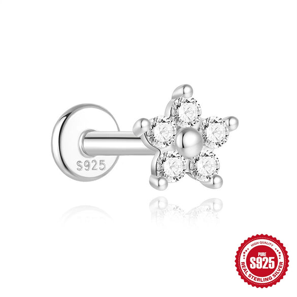 Wholesale S925 Sterling Silver Geometric Flat Head Thread Puncture Cartilage Ear Nail With Environmentally Friendly Electroplating