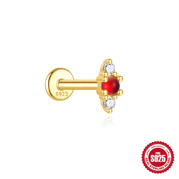 Wholesale S925 Sterling Silver Geometric Flat Head Threaded Piercing Ear Bone Nails With Environmentally Friendly Electroplating Elegant Earrings