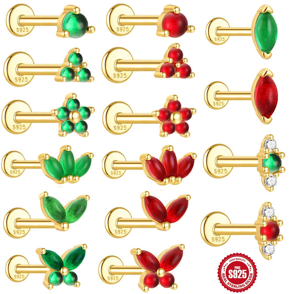 Wholesale S925 Sterling Silver Geometric Flat Head Threaded Piercing Ear Bone Nails With Environmentally Friendly Electroplating Elegant Earrings