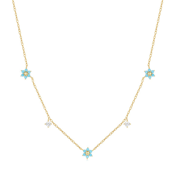 Wholesale S925 Sterling Silver Geometric Flower Diamond Stacked Simple Elegant Clavicle Necklace For Women With Electroplating