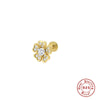 Wholesale S925 Sterling Silver Geometric Flower Flat Head Thread Puncture Earrings With Environmentally Friendly Electroplating For Women