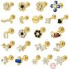 Wholesale S925 Sterling Silver Geometric Flower Flat Head Thread Puncture Earrings With Environmentally Friendly Electroplating For Women
