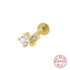 Wholesale S925 Sterling Silver Geometric Flower Flat Head Thread Puncture Earrings With Environmentally Friendly Electroplating For Women