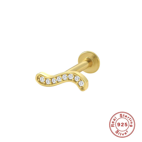 Wholesale S925 Sterling Silver Geometric Flower Flat Head Thread Puncture Earrings With Environmentally Friendly Electroplating For Women