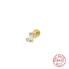 Wholesale S925 Sterling Silver Geometric Flower Flat Head Thread Puncture Earrings With Environmentally Friendly Electroplating For Women