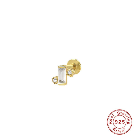 Wholesale S925 Sterling Silver Geometric Flower Flat Head Thread Puncture Earrings With Environmentally Friendly Electroplating For Women