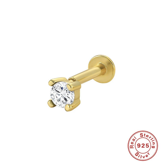 Wholesale S925 Sterling Silver Geometric Flower Flat Head Thread Puncture Earrings With Environmentally Friendly Electroplating For Women
