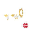 Wholesale S925 Sterling Silver Geometric Flower Horse Eye Diamond Earrings With Electroplating For Women