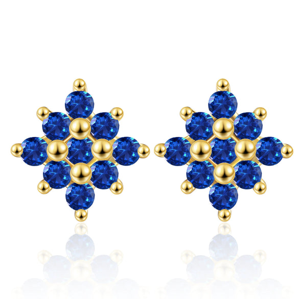 Wholesale S925 Sterling Silver Geometric Flower Inlaid Earrings With Electroplating