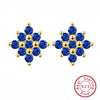 Wholesale S925 Sterling Silver Geometric Flower Inlaid Earrings With Electroplating
