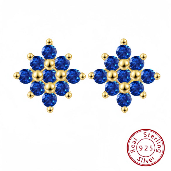 Wholesale S925 Sterling Silver Geometric Flower Inlaid Earrings With Electroplating