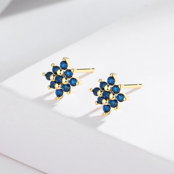 Wholesale S925 Sterling Silver Geometric Flower Inlaid Earrings With Electroplating