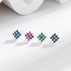 Wholesale S925 Sterling Silver Geometric Flower Inlaid Earrings With Electroplating